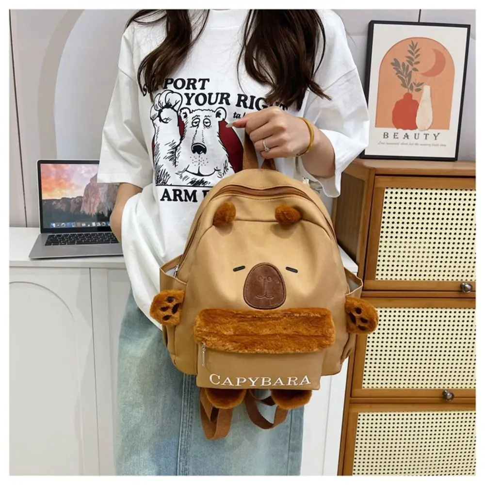 Bolsa de felpa de conejillo de indias Capybara, mochila de algodón de gran capacidad, bolso de hombro de dibujos animados, bolso de felpa lindo de moda