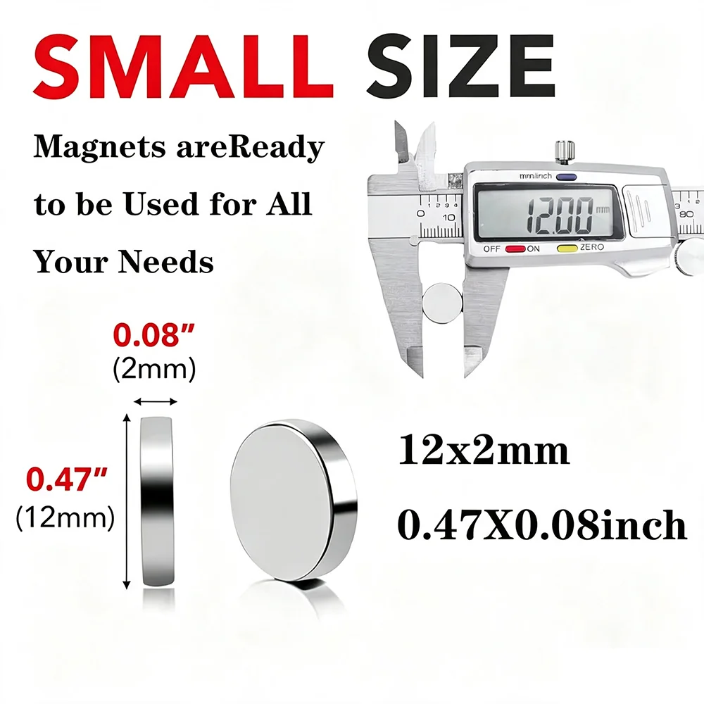 Round Disc Magnets 12x2mm & 12x3mmmall Circle Magnets Fridge Magnet Versatile Application  Ideal for DIY Crafts Office Organization Household Model Making Science Experiments and Workshop Applications