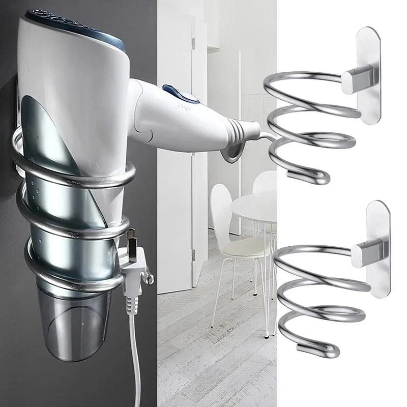 

Hair Dryer Holder Wall Mounted Organizer Spiral Stand Holder Rack Aluminum Bathroom Shelf Storage Bathroom Accessory Wall Shelfs