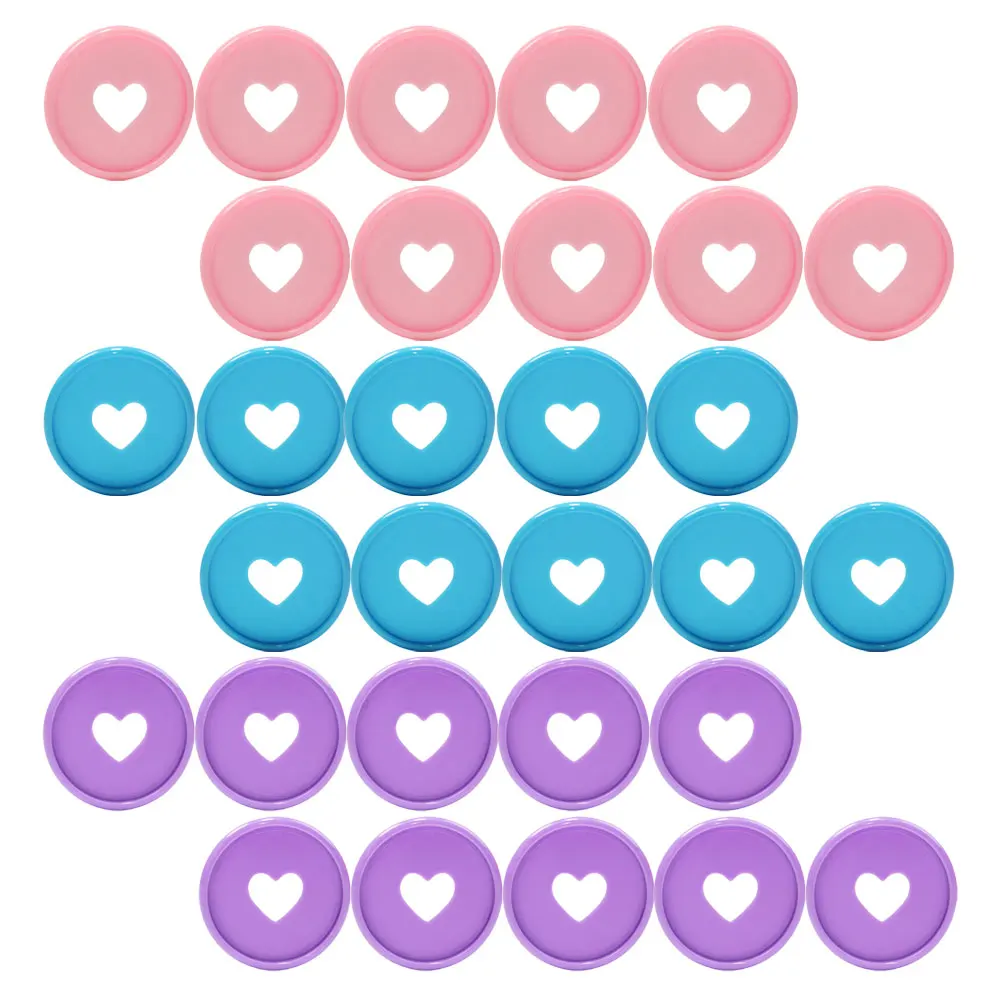 

30 Pieces Buckles Plastic Heart Rings Bright Colors Pink Purple Blue Lightweight Plastic Heart Binder Ring Smooth Surface