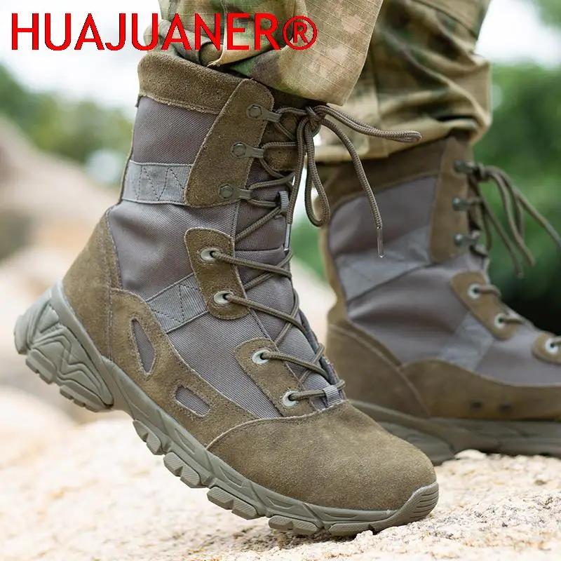 Boots Men\'s Tactical Boots High-top Outdoor Combat Boots Men Desert Boots Outdoor Hiking Shoes High Quality Male Shoes