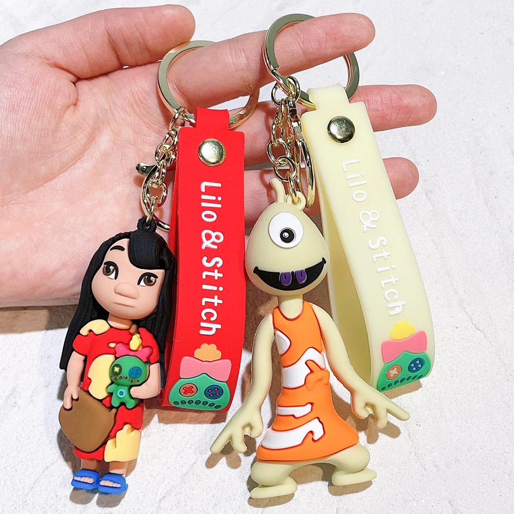 Disney Cartoon Lilo & Stitch Keychain Kawaii Stitch PVC Key Ring Mobile for Phone Bag Hanging Jewelry Kids Gifts