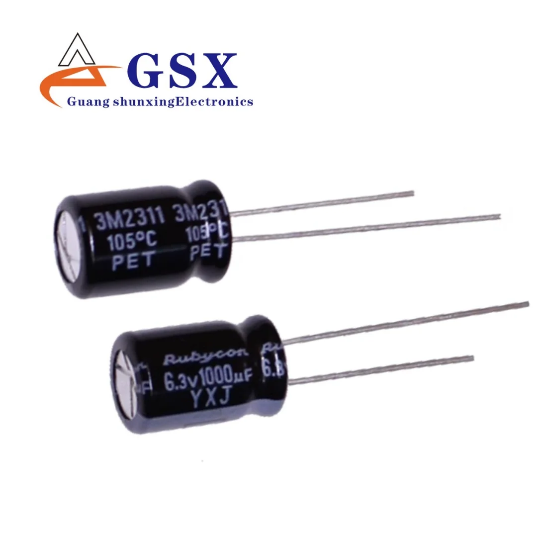 

10pcs 1000UF 6.3V imported aluminum electrolytic capacitor 6.3v1000uf 8 * 11.5 ruby YXJ high-frequency long-life