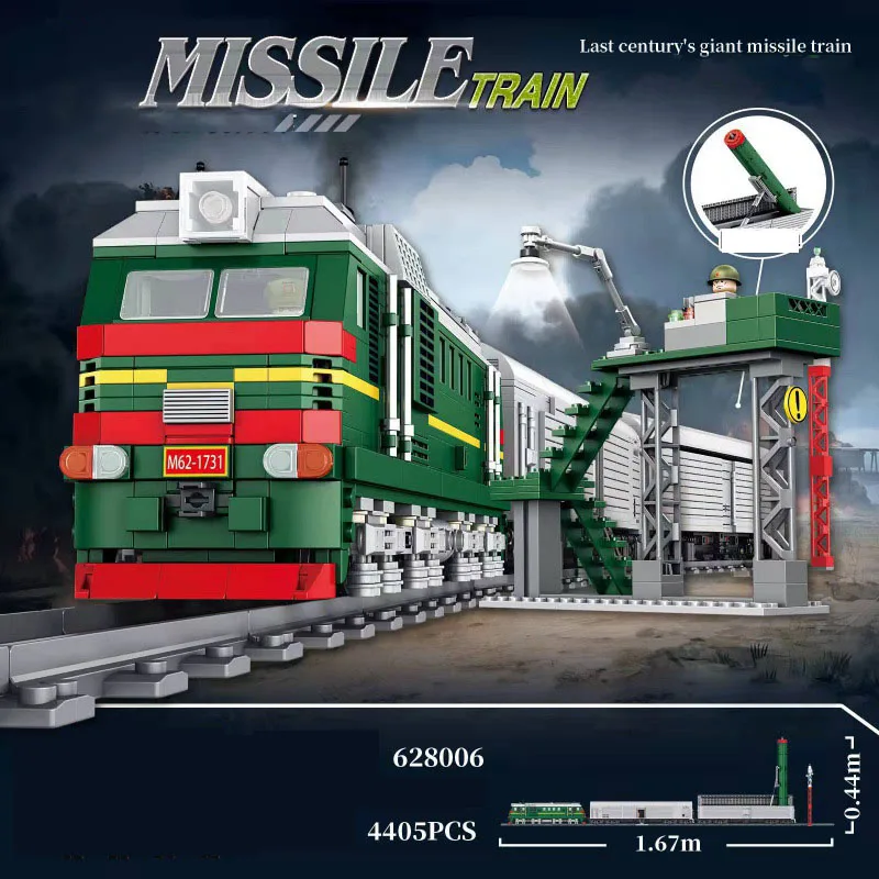 Guerra Mundial Unión Soviética SS-24 vehículo misil tren ferroviario modelo de construcción bloque de construcción WW2 figura del ejército juguete de ladrillo para regalo