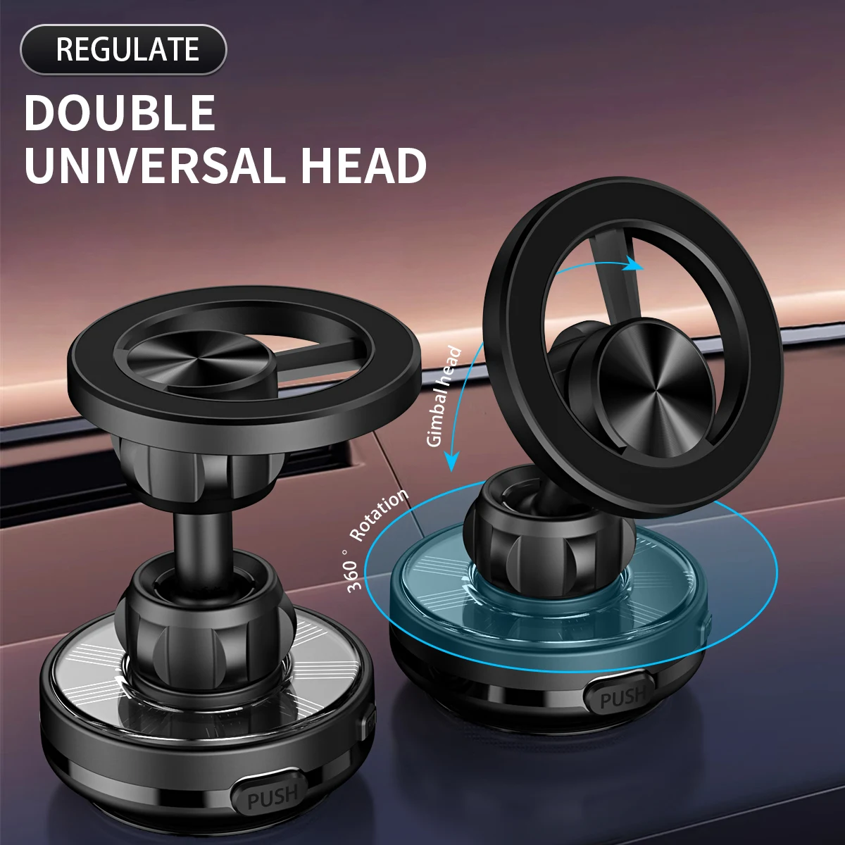 USB & Solar Power Vacuum Suction Cup Phone Holder Car Dashboard Windshield Magnetic GPS Stand 360 Degree Rotation Phone Bracket