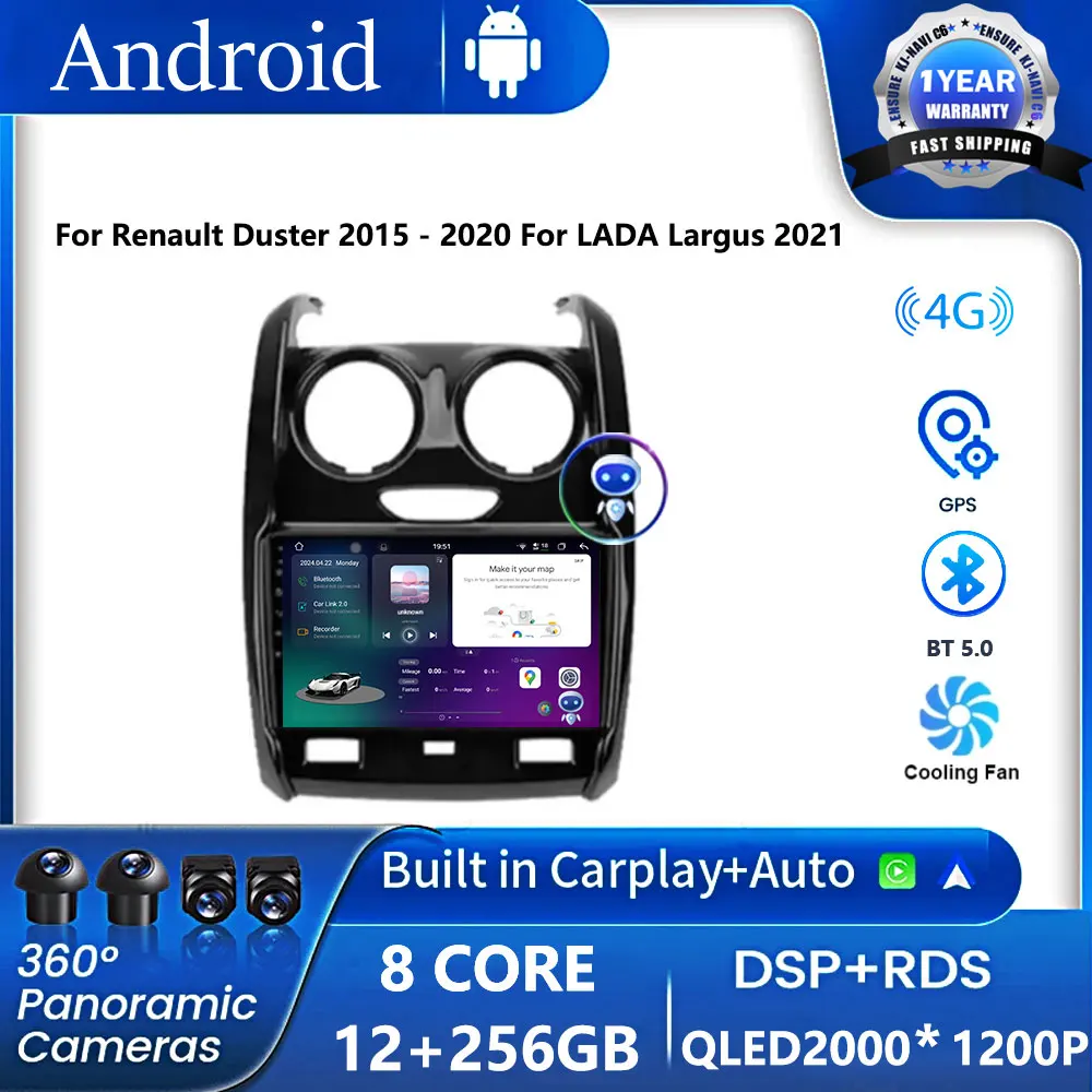 Android OS For Renault Duster 2015 - 2020 For LADA Largus 2021 Car Radio Multimedia Video Player Navigation GPS No 2din