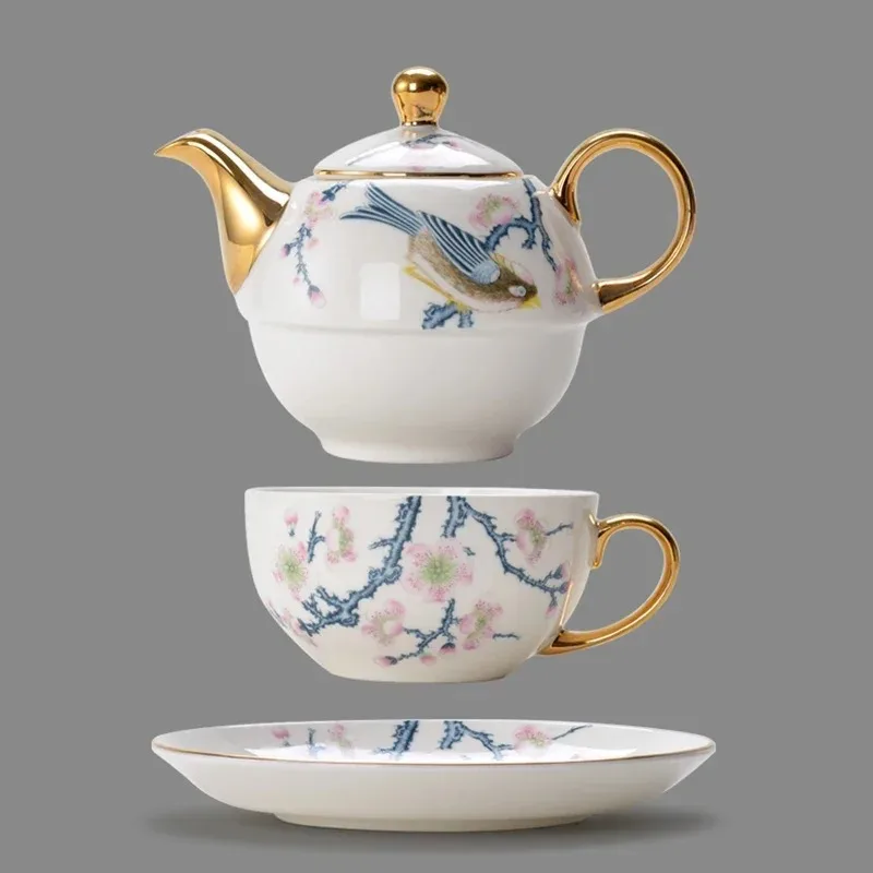 Bone China TeaPot Set Turkish Teaware Ceramic Cup Kettle Set Coffee Mug Flower Puer Oolong Kung Fu Afternoon Tea Pot