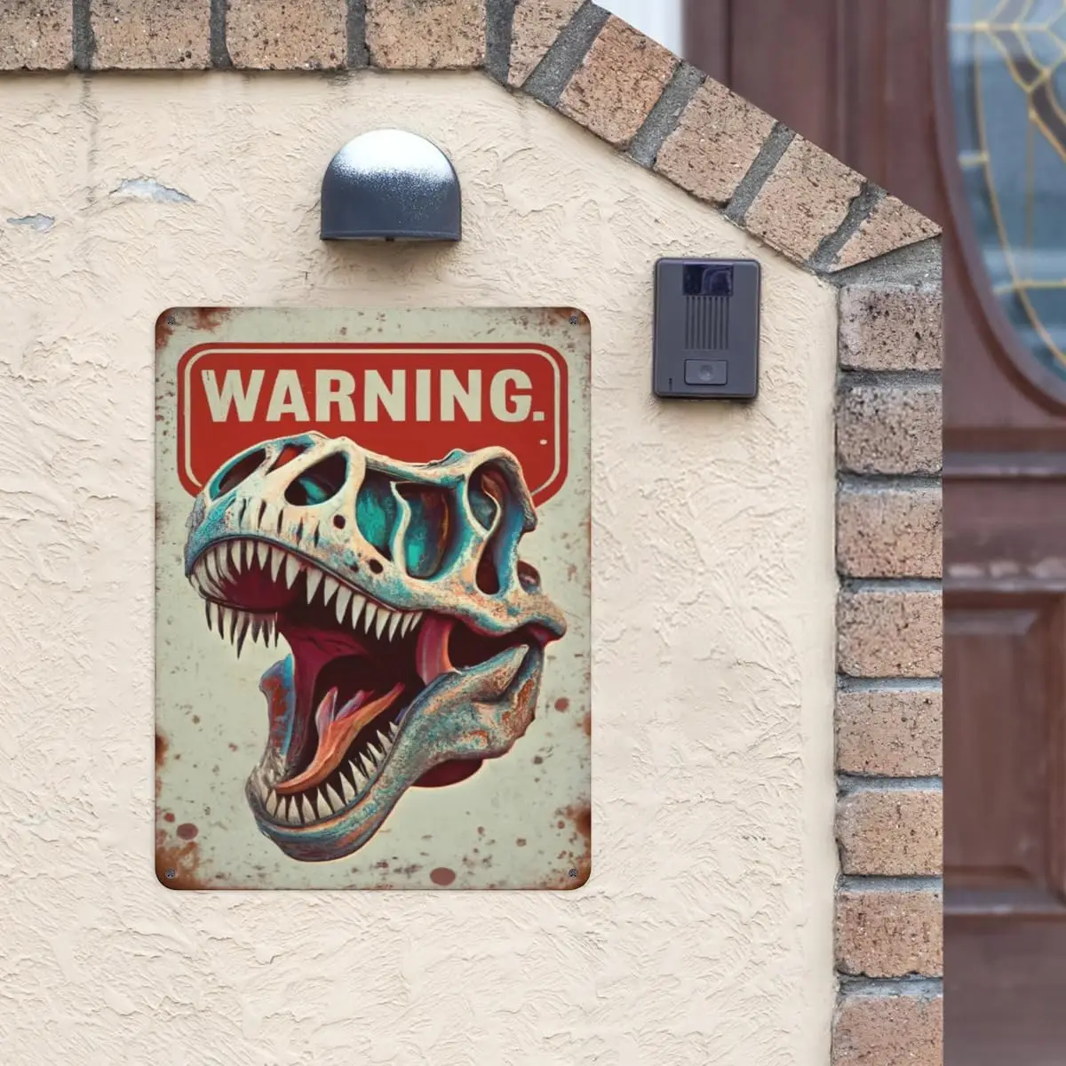 Funny Beware of The Dinosaur Tin Sign Retro Metal Wall Decor Poster Vintage Sign for Home Bar Garage Garden Patio Porch Bathroom