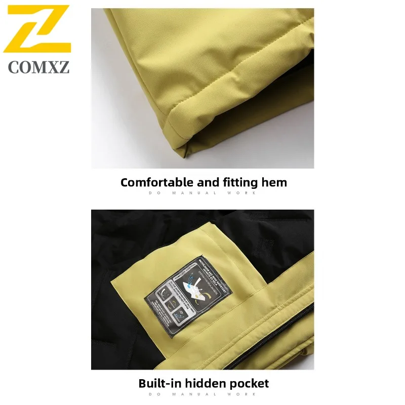 سترة مبطنة للرجال للمغامرة الخارجية من COMXZ، سترة شتوية مريحة بقلنسوة سميكة ودافئة على طراز الشارع معاطف شتوية مريحة #6