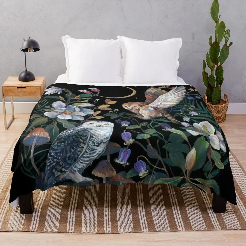 

Owls night garden Throw Blanket Luxury Throw For Decorative Sofa Decorative Sofas Summer Beddings Blankets