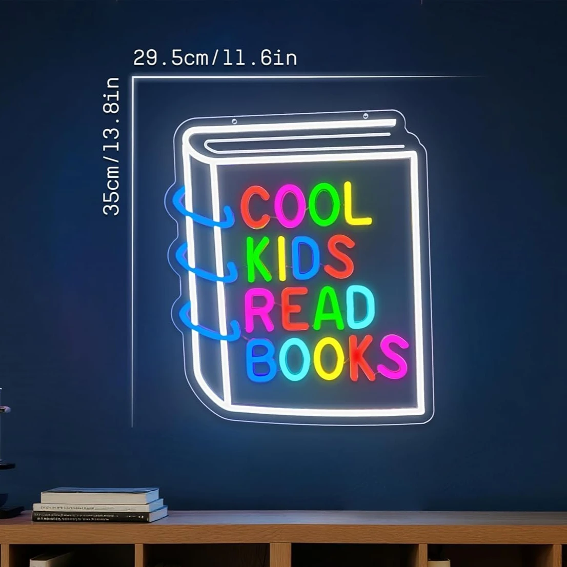 Cool Kids Read Books Neon Sign LED Neon Light for Kids Room Classroom Library Reading Corner Wall Decor Dimmable USB Powered