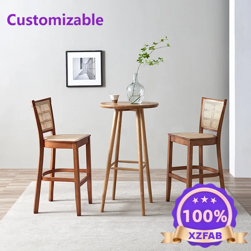 Factory Direct 2026 chair high bar chair balcony tea table chair combination leisure table household rattan high foot water bar