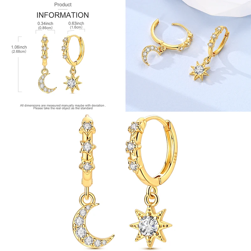Funkelnde goldene Damen-Creolen aus 925er-Sterlingsilber, Schmetterlings-Ohrringe aus farbigem Zirkonium für Damen, Schmuck, Jahrestagsgeschenk – Detail 21