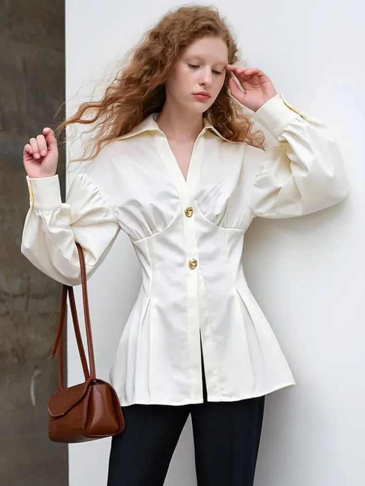 

Ele V-ne White irt Металлические пуговицы с завязкой на талии Весенние новые стильные модные женские французские брюки Long Sve S...