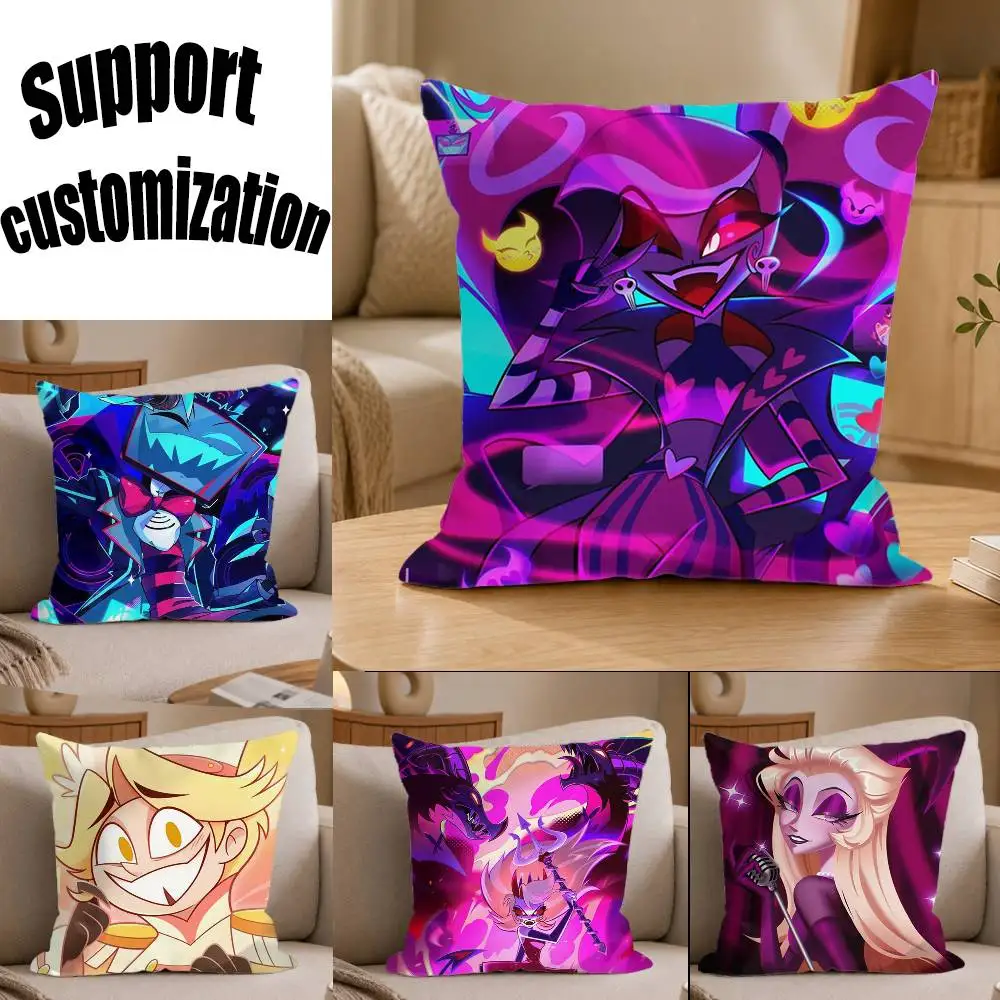 

Cartoon Hazbin Hotel S2 Square Sofa Pillow Cover Solid Color Living Room Home Decor Cushion Case