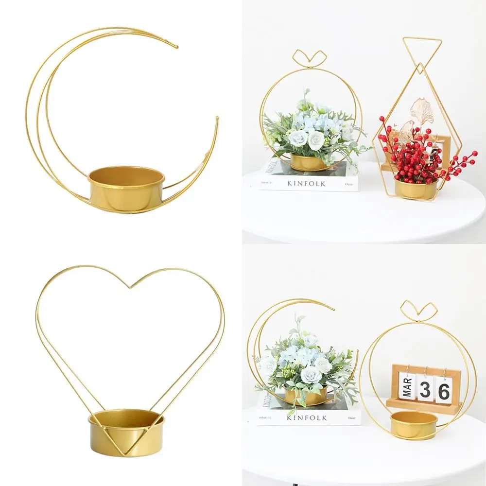 New Gold Flowers Basket Home Decoration Desktop Ornament Succulent Bonsai Holder Non-slip Strong Load Bearing Plant Rack