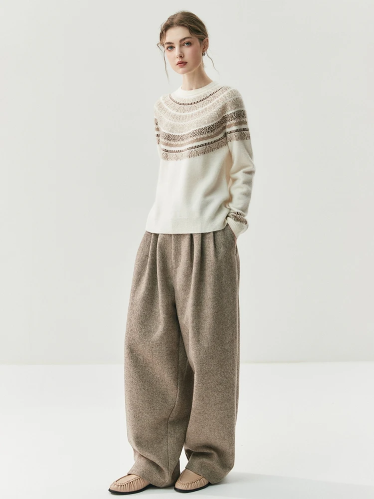 TLOML المرأة س الرقبة خمر نمط البلوز سترة 100% الكشمير تريكو الخريف الشتاء سميكة الدافئة الجاكار الحياكة سترة القمم