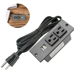 Desk table 2-OUTLETS RECESSED MOUNTED SOCKETWITH 2 USB 1a 2a PORTS SPT2 SJT 3X16AWG 3X14AWG 1.5m 2m power cord