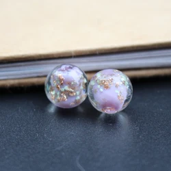 10PCS 8mm 10mm 12mm Luminous Lampwork Glass beads &Shinning powder Solid Purple Color Loose beads for jewelry Bracelet Necklace