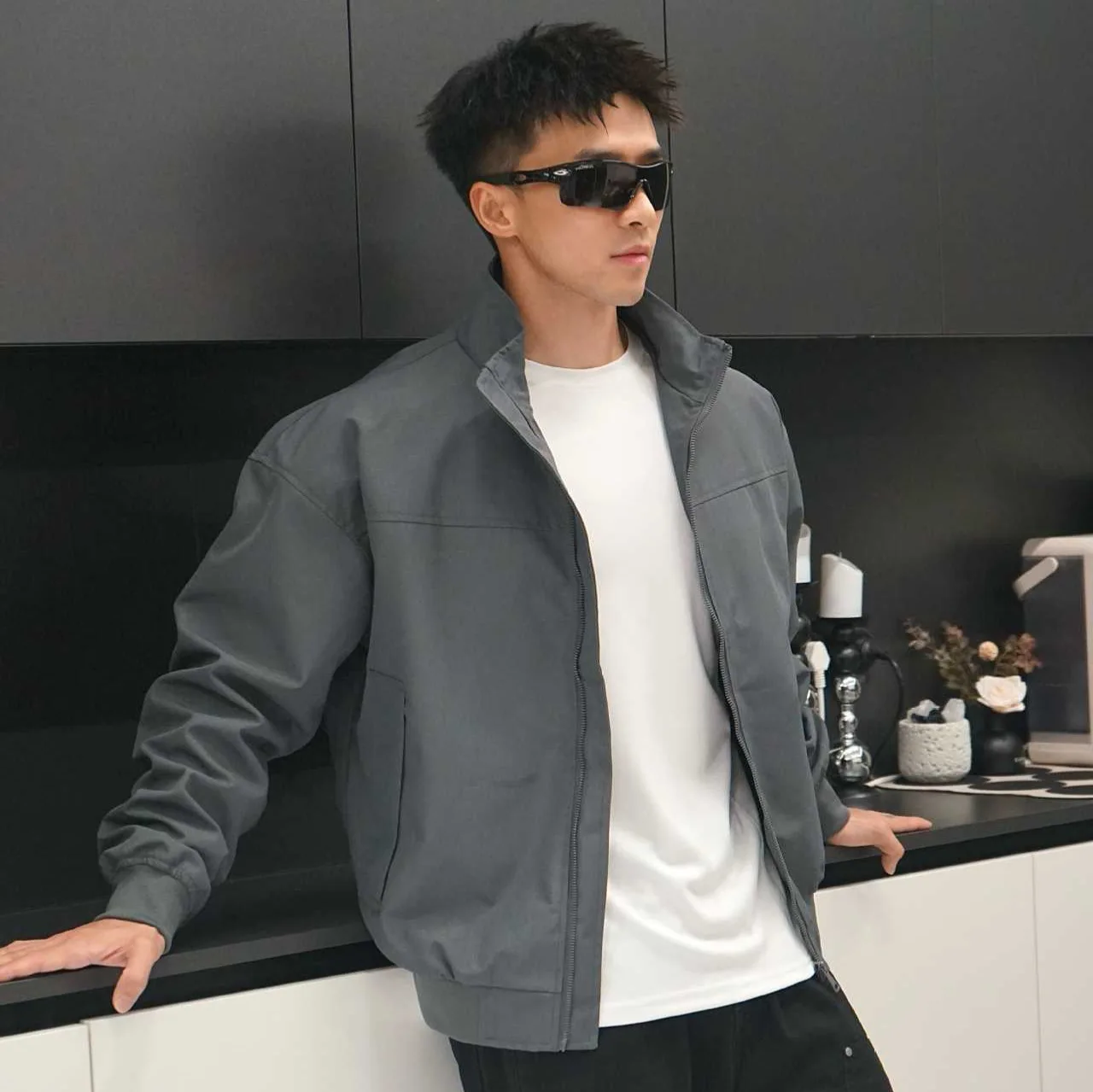 2025 Autumn American Three-Proof Work Jacket Men's Stand Collar  Top Trendy Casual Loose Jacket