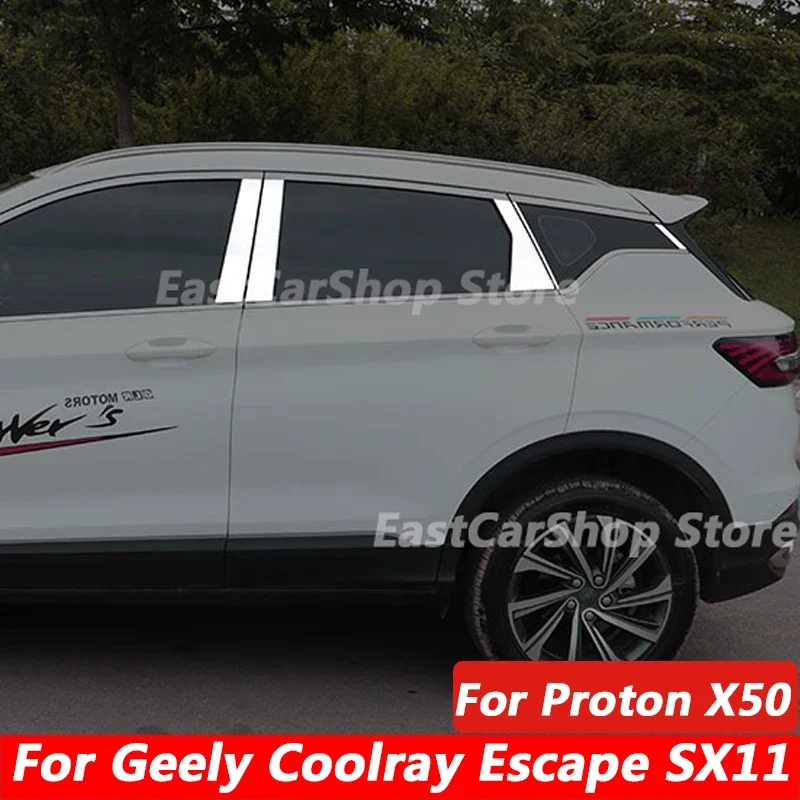 

For Geely Coolray Escape SX11 Proton X50 Car Stainless Steel Middle Central Column Window Trim B C Pillar Chrome Accessories