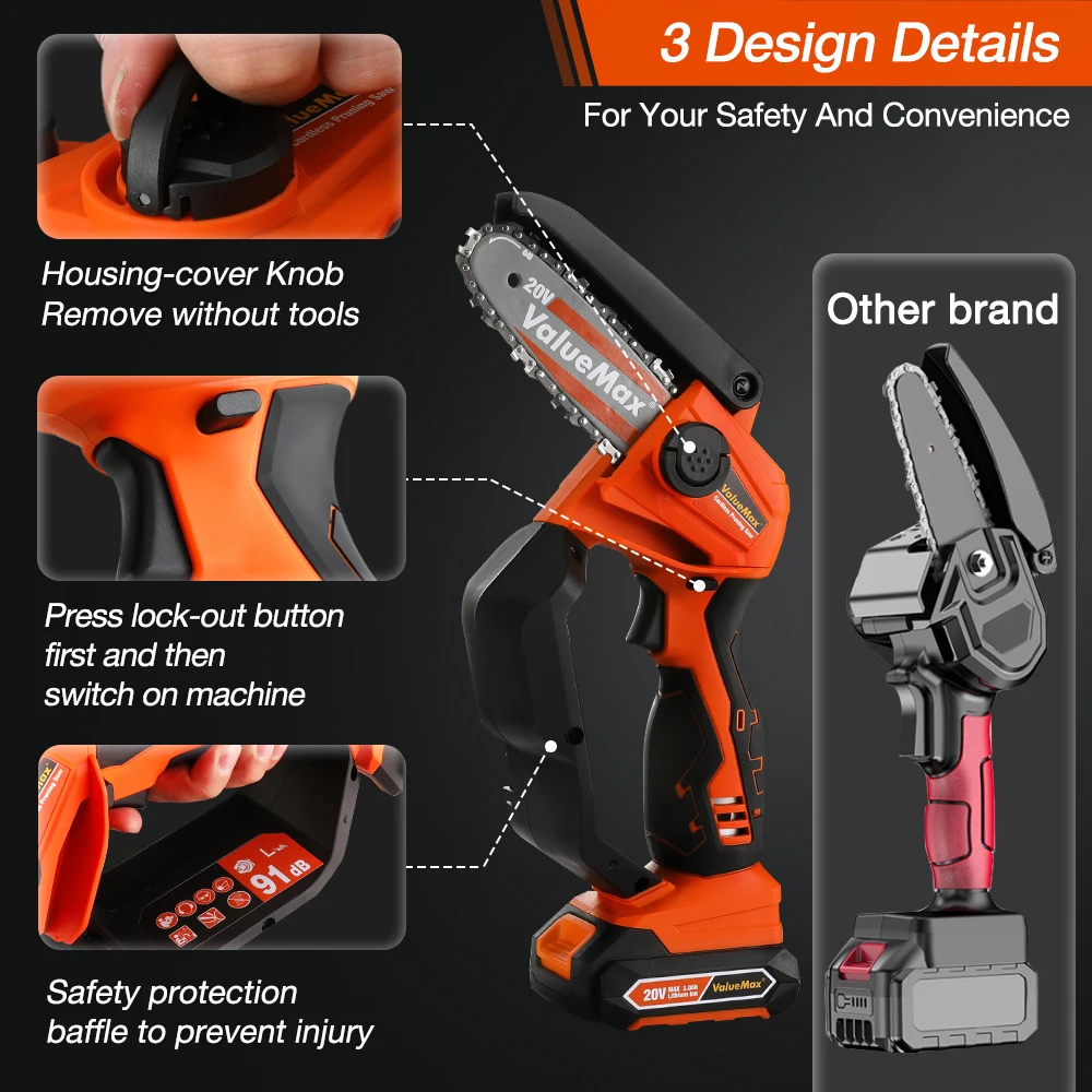 ValueMax 20V Điện Cắt Tỉa Cành Cưa Máy Sạc Mini Dây Thấy Cho Khu Vườn Nhà Dụng Cụ Làm Rau Cau Với Pin Lithium Ion