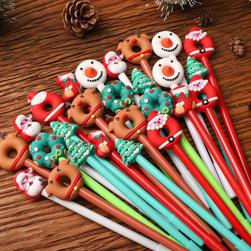 Christmas Pens Cartoon Gel Ink Roller Ball Pen New Year Kids Gift Birthday Party Favors School Stationary Student Prize Gifts