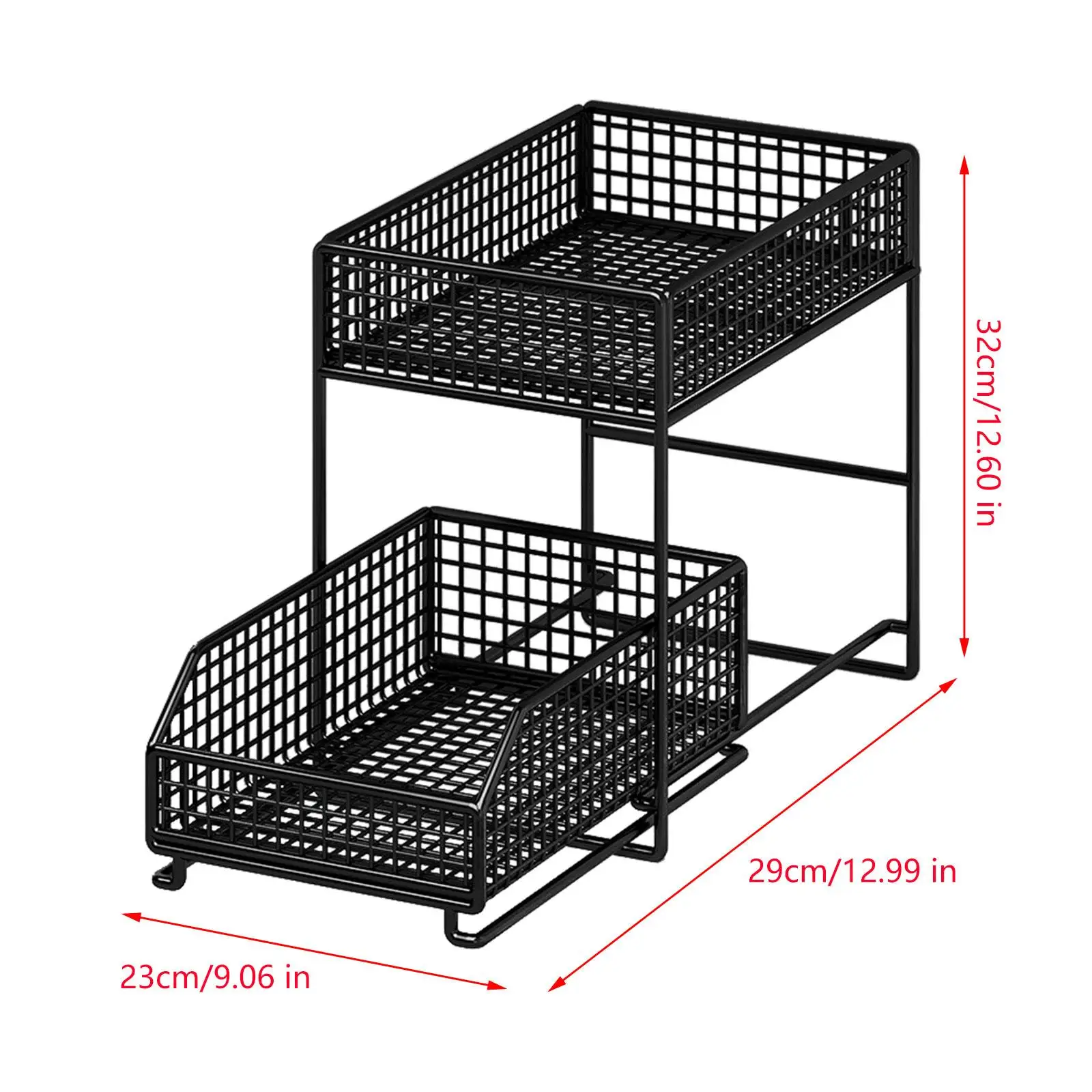 2 Tier Under Sink Organizer Metal Kitchen Cabinet Organizer Sliding Cabinet Basket for Kitchen Cabinet Bathroom Home Countertop