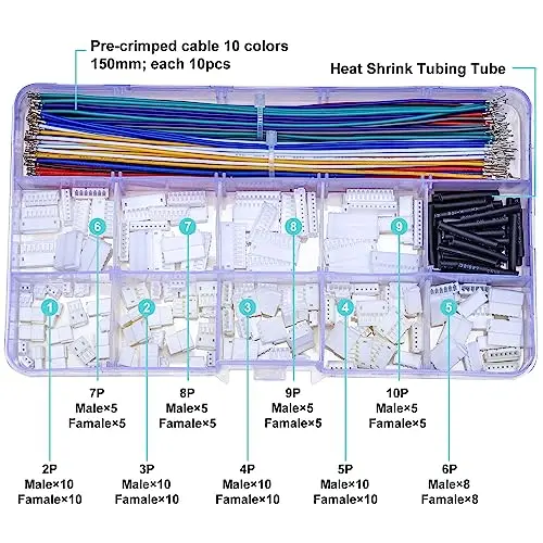 طقم موصل تمديد ذكور وإناث ، كابلات مسبقة ، Crimped ، crime ، JST Wire ، 28AWG ، ZH ، طقم