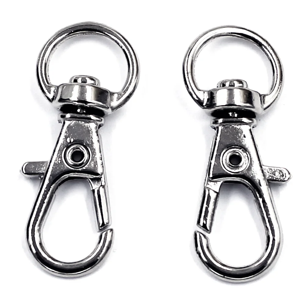 

300 шт. серебристых поворотных застежек-карабинов для сумок, брелоков, украшений, 3,2x1,3 см