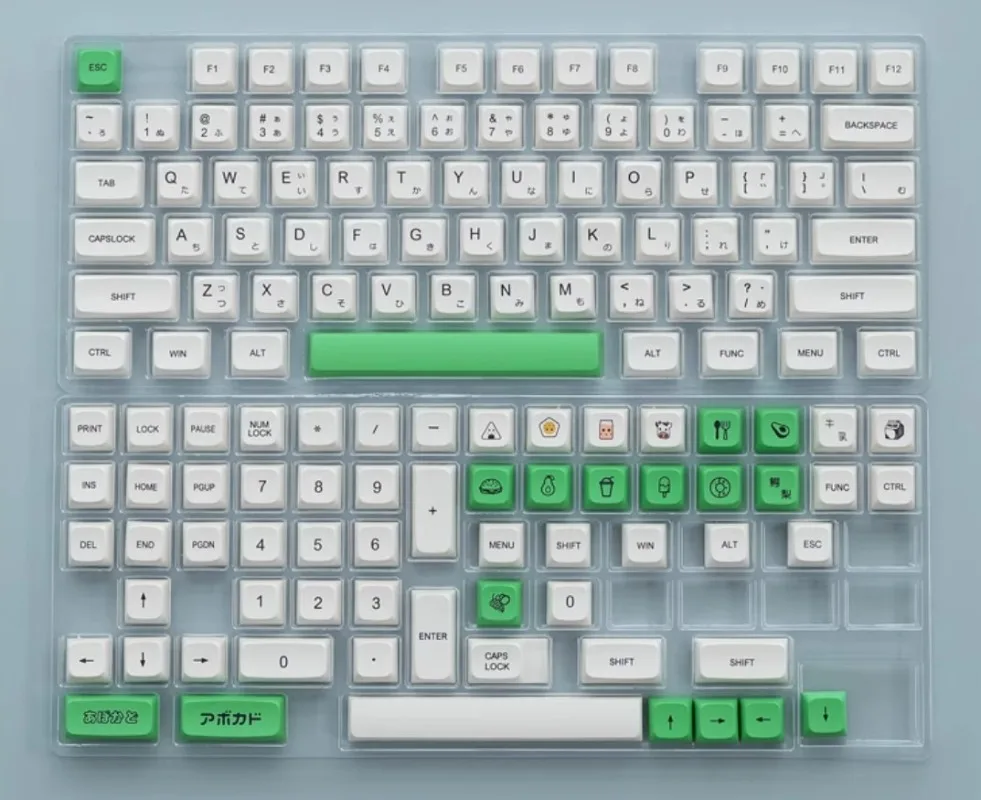 135-Tasten-Tastenkappen, Avocado-Farbe, individuelle Tastenkappen, mechanische Tastatur, spezielle Tastaturkappe, Tastaturabdeckung, Kirschhöhe, PBT-Tastenkappe