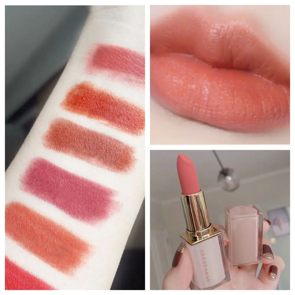 Cosméticos para el cuidado de los labios mate, 6 colores, brillo de labios sedoso, maquillaje de larga duración, tinte de lápiz labial cosmético, taza antiadherente, barro de labios Natural, Mujeres