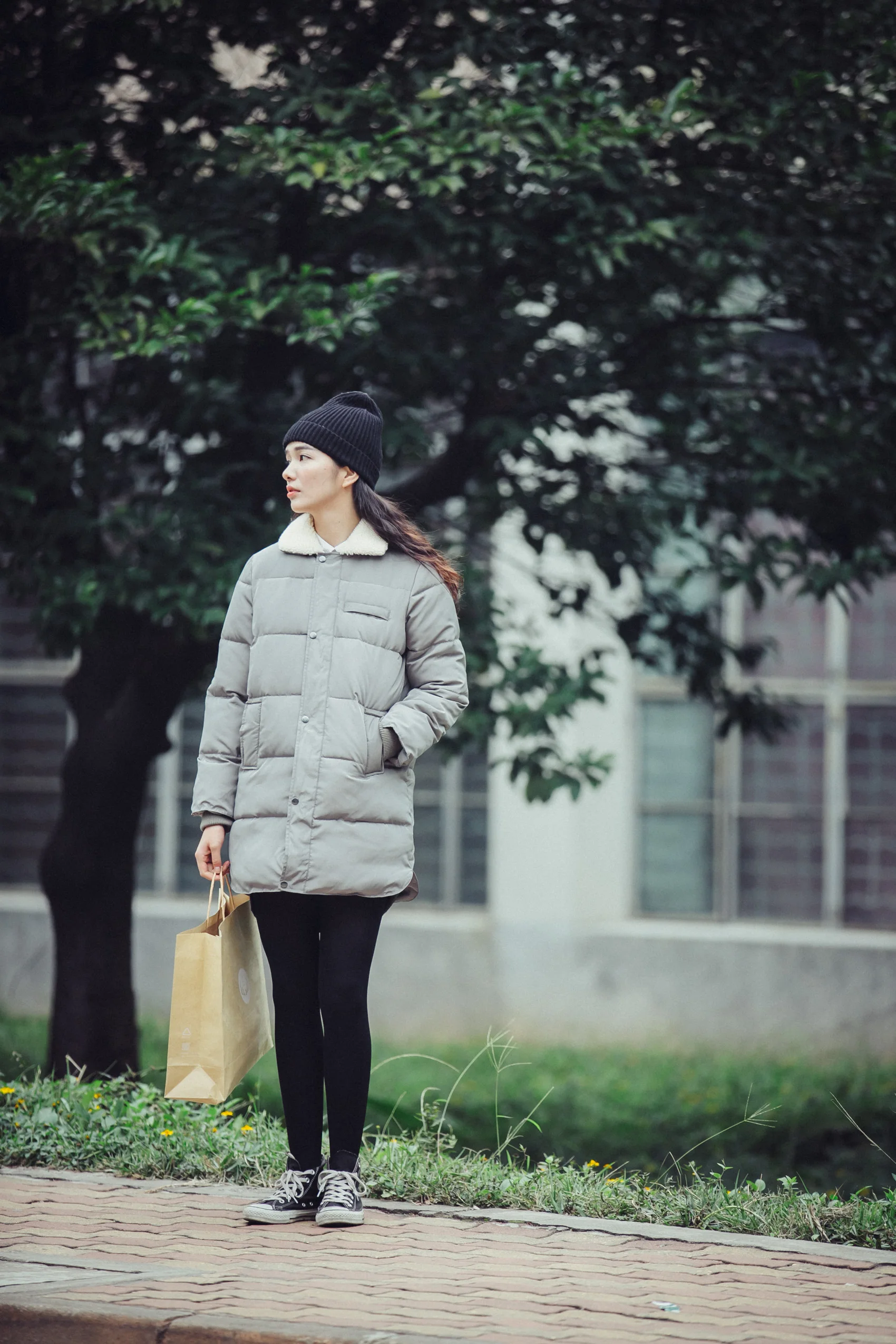 YANGHAOYUSONG Homemade YUTU&MMn women's gray blue autumn and winter cotton coat mid-length jacket 301#