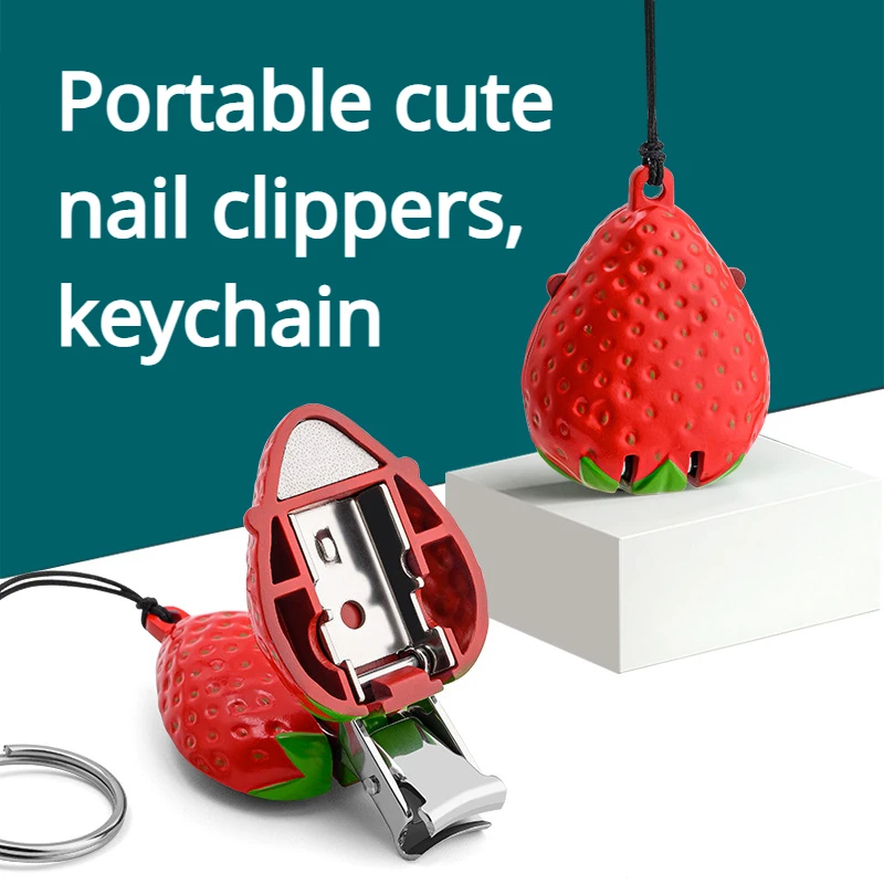 1pc Portable And Cute Nail Clippers Keychain, Stainless Steel Dual-useNail Clippers Keychain