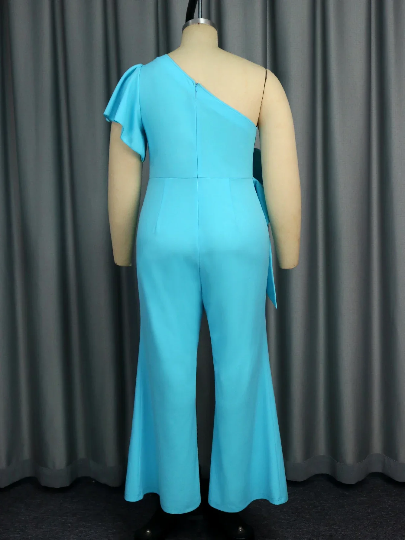 Sexy Vrouwen Een Schouder Jumpsuits Korte Mouwen Decoratieve Bloem Elegante Ruches Mode Casual Office Street Trendy Eendelig