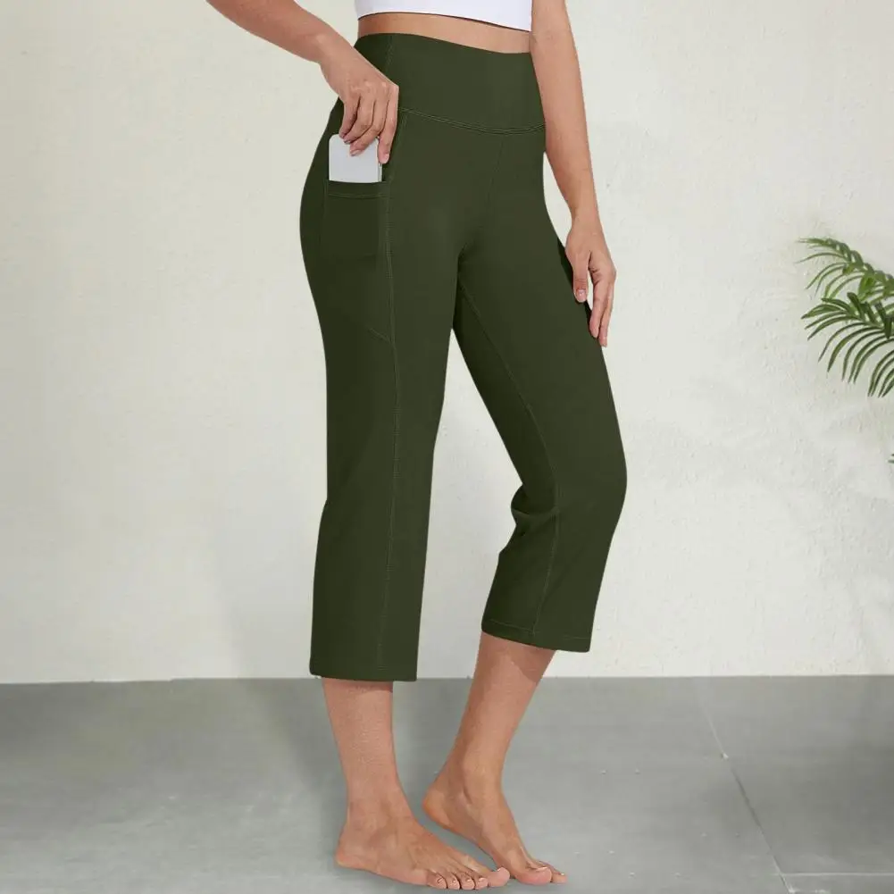 جيوب أكتيفيوير طماق أنيقة المرأة عالية الخصر اقتصاص اليوغا السراويل مع جيوب لتشغيل التدريب رفع مريح