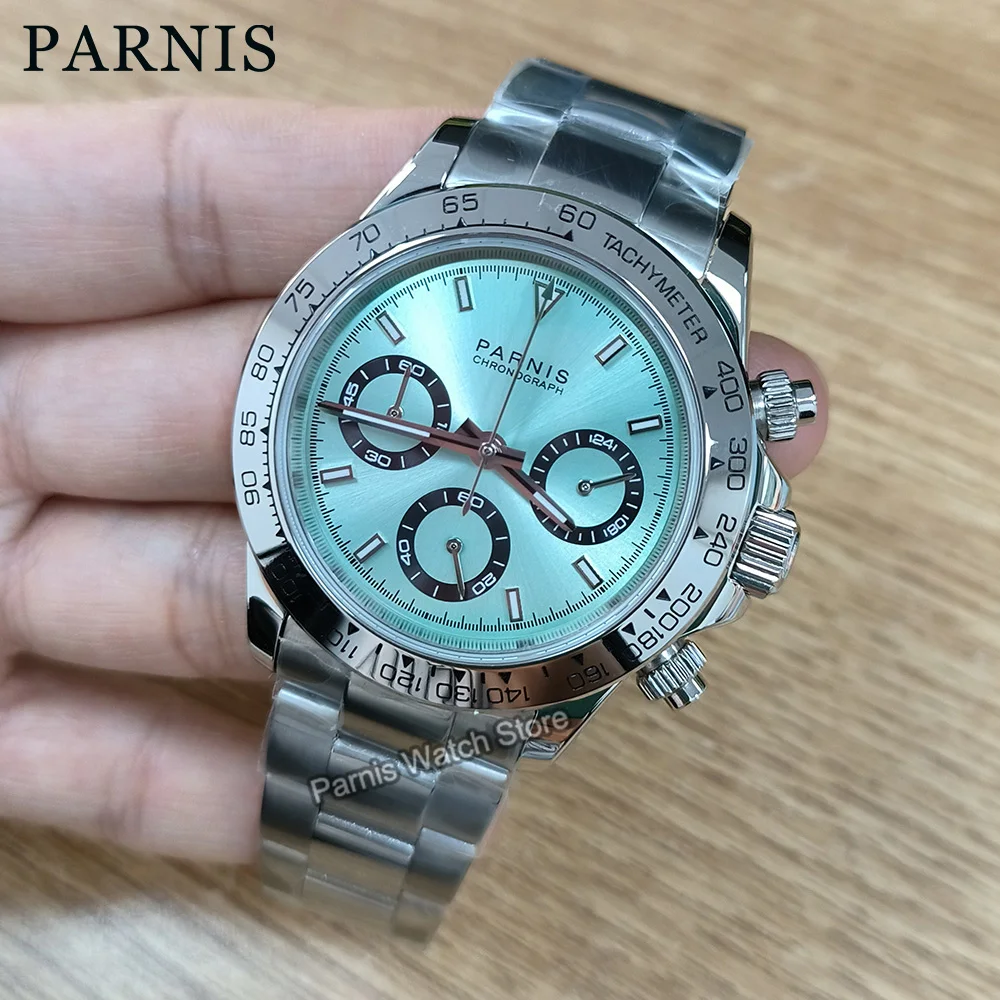 

Parnis 39mm Men Sport Chronograph Watch Quartz VK63 Movement Wristwatch 24-hours Dial