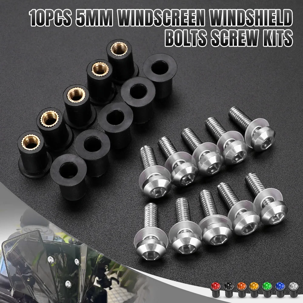 10PCS 5mm Windscreen Windshield Bolts Screw Kits For APRILIA RS 660 125 Shiver 750 RS660 RS125 RSV4 RSV4R Motorcycle Accessories