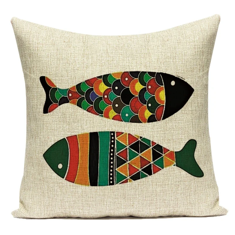 Cartoon Marine Life Cushion Cover Ocean Fish Pillow Case Sea Home Decor Sofa Living Room Cushions Covers Throw Pillow Cases