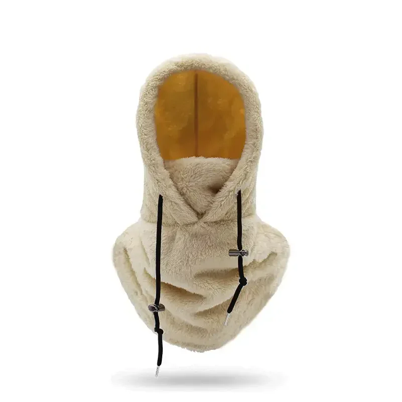 

Unisex Warm Ski Hooded Scarf Thermal Sherpa Fleece Hood Ski Mask Winter Balaclava Windproof Adjustable Warm Hood Cover Hat Scarf