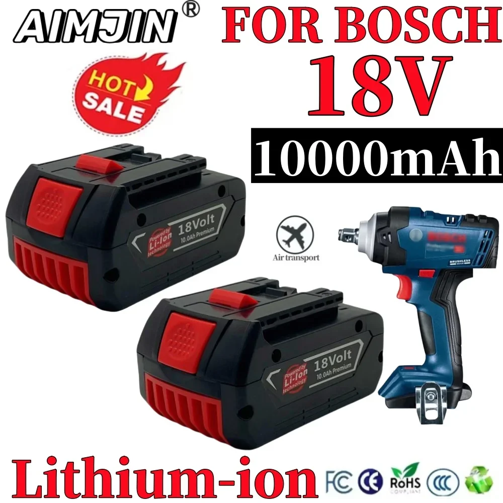 Batería de repuesto de iones de litio Bosch, 18V, 10000mAh, 10.0Ah, sistema profesional, herramientas Draadloze, batería Bat609 Bat618 Gba18v80 18650