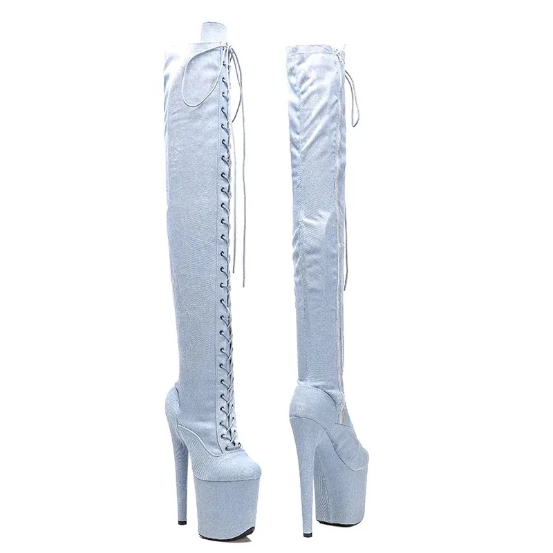 New 20CM/8inches PU Upper Modern Sexy Nightclub Pole Dance Shoes High Heel Platform Women's Over-the-Knee Boots 362