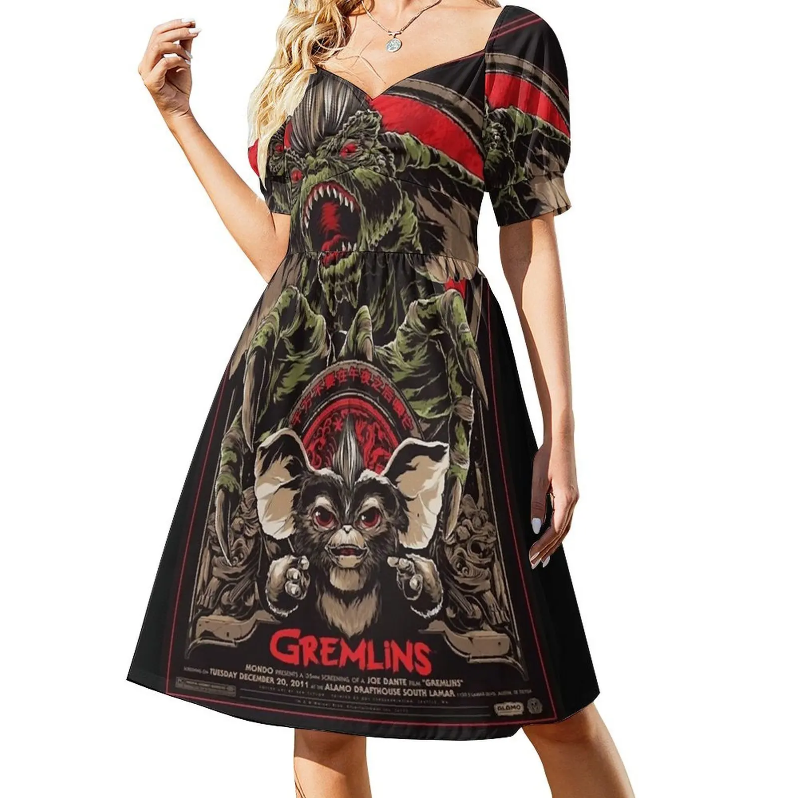 Gremlins (1984) Poster, klassisches T-Shirt, kurzärmeliges Kleid, Brautjungfernkleid, Damen, Sommerkleid, Damen, 2022, trendig