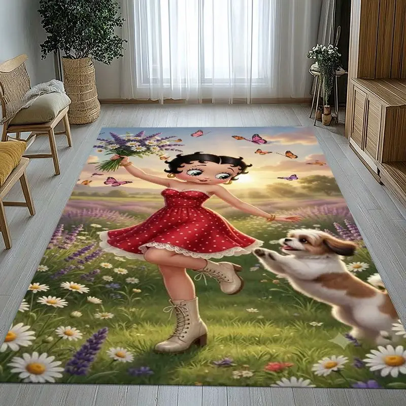 Cute B-Betty Girl B-Boop Cartoon Soft Non-Slip Large Area Rug for Living Room,Bedroom Playroom Carpet Mat for Sofa,Home Decor