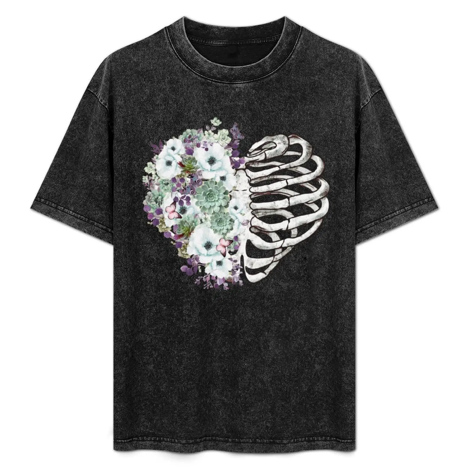 

Rib cage heart shape and flowers succulents plant, rib cage, anatomy heart, skeleton ribs T-Shirt Big and Tall Casual T-Shirt