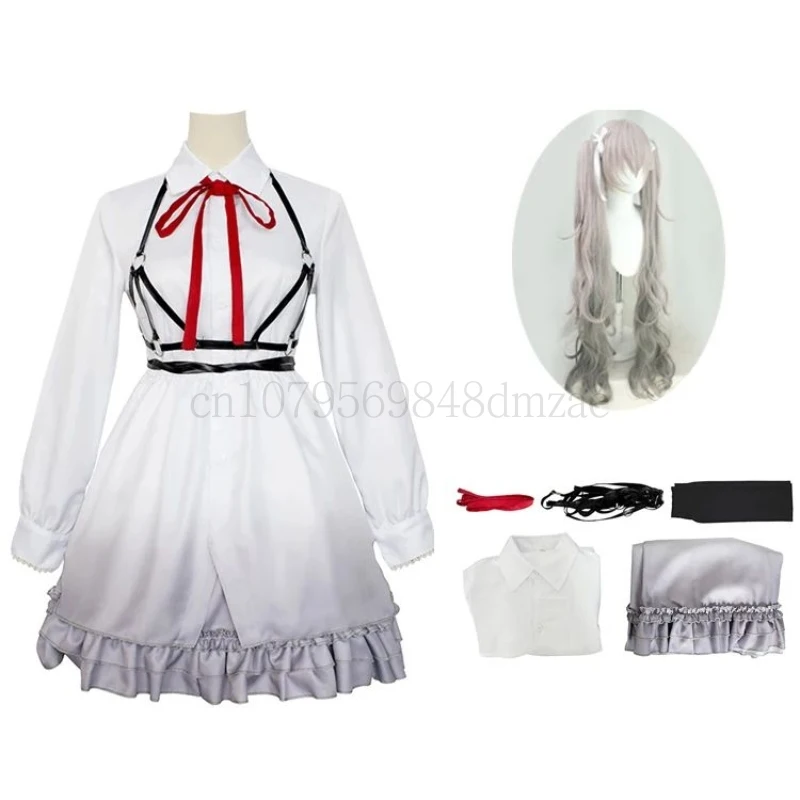 

Popular Character Cosplay Costume Wig Simple White Details Exquisite Campus Stage Comic Show Performance Female Cosplay Costume