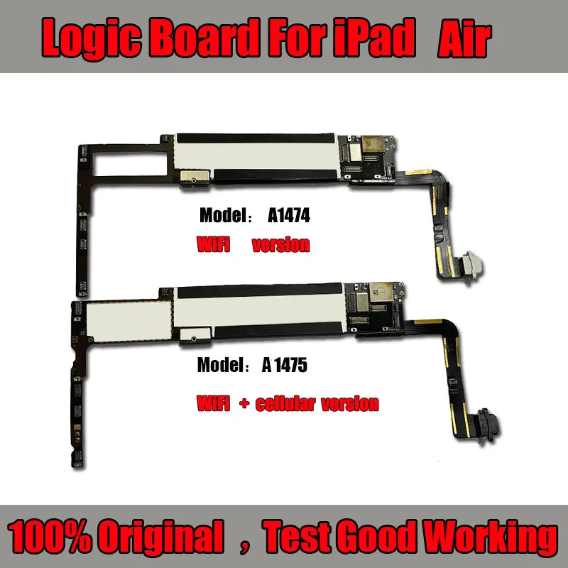 iPad air logic board A1474 A1475 with complete chip and system iCloud unlock-free motherboard wifi version cellular version