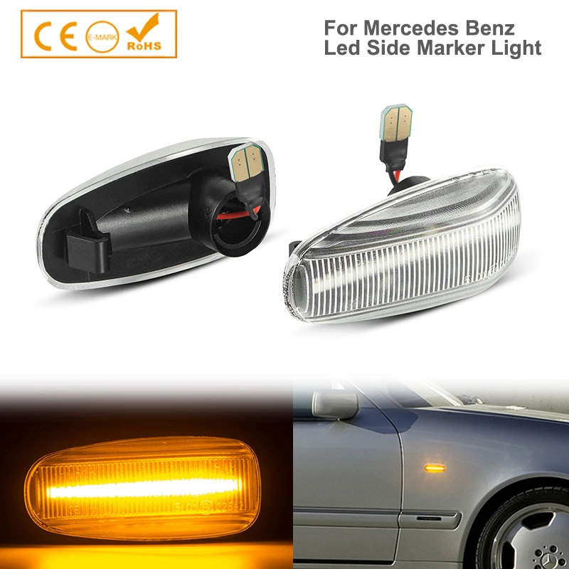 

Clear Lens Dynamic LED Fender Side Marker Light Compatible For Mercedes CLK SLK Class, Compatible With Dodge Sprinter