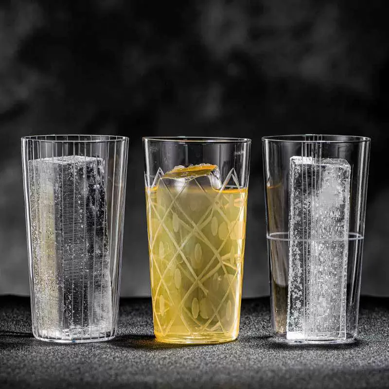 

2PCS Japanese Style Engraved Cocktail Glasses Cups Transparent Colin Cup Long Drinking Cups Thin Bubble Glass Highball Glass Cup