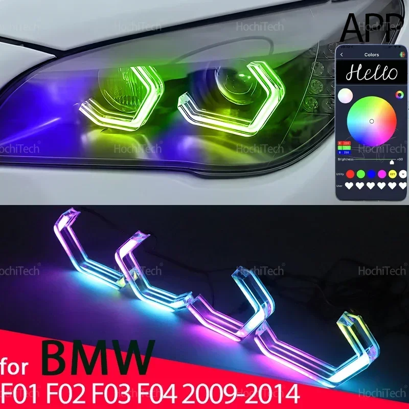 

Для BMW 7 серии F01 F02 F03 F04 2009-2015 Динамический автомобильный Стайлинг Разноцветные светодиодные кольца управления приложением M4 Стиль указателя поворота